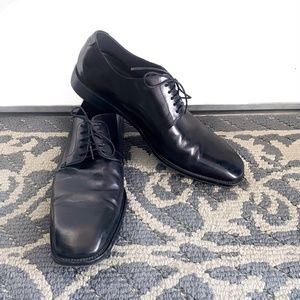 Hugo Boss Men's Oxford Lace Up Dress Shoes, Black Leather Square Toe, Size 9